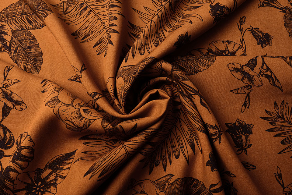 100% Viscose Scarlett Flowers Brique