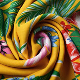 100% Viscose Amazone Bladeren Oker Geel