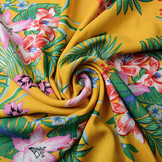 100% Viscose Amazone Leaves Ocher Yellow