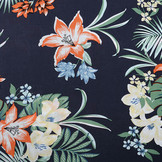 100% Viscose Amazone Bladeren Marine Blauw