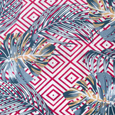 100% Viscose Wildernis Ruit Fuchsia Blauw