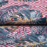 100% Viskose Wildnis Raute Fuchsia Blau