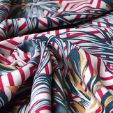 100% Viscose Wilderness Checkered Fuchsia Blue