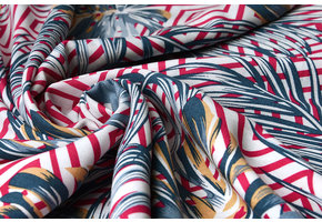 100% Viskose Wildnis Raute Fuchsia Blau