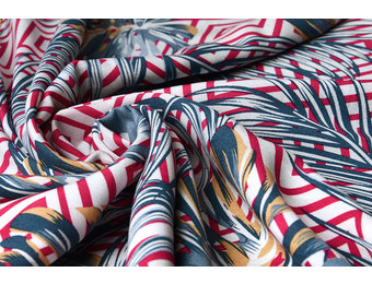 100% Viscose Wilderness Checkered Fuchsia Blue