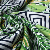 100% Viscose Wildernis Ruit Marine Blauw Groen