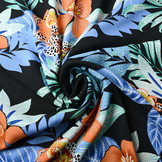 100% Viskose Flores Hawaianas Schwarz