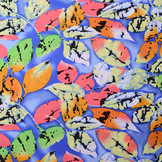 100% Viscose Zola Crumple Leaves Neon Blue