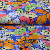 100% Viscose Zola Kreukel Bladeren Neon Blauw
