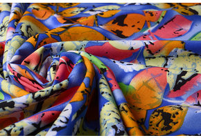 100% Viscose Zola Crumple Leaves Neon Blue