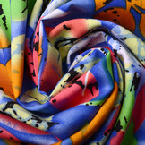 100% Viscose Zola Crumple Leaves Neon Blue