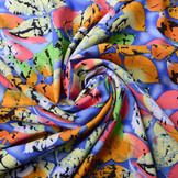 100% Viskose Zola Zerknitterte Blätter Neon Blau