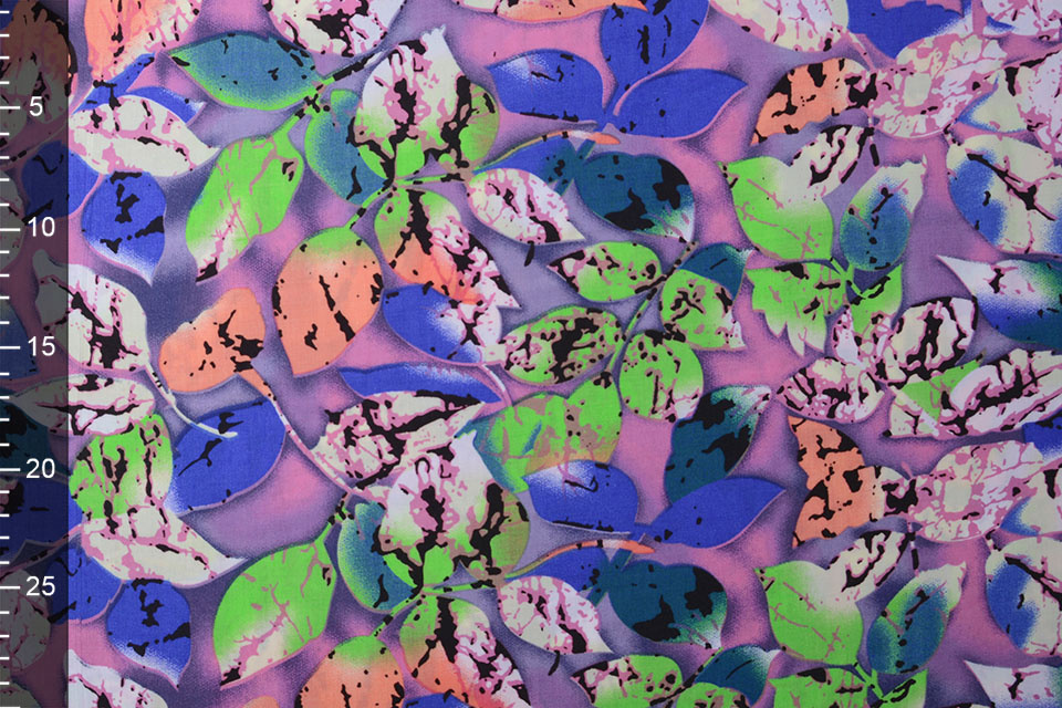 100% Viscose Zola Crumple Leaves Neon Lilac