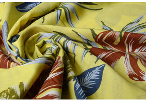 100% Viscose Bounty Leaves Yellow