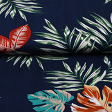 100% Viscose Bounty Leaves Navy Blue