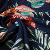 100% Viscose Bounty Leaves Navy Blue