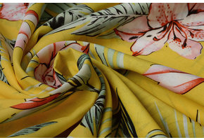 100% Viscose Fiji Bladeren Geel