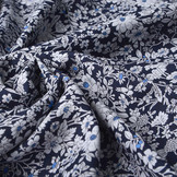 100% Viskose Sylvie Kleine Blumen Marineblau
