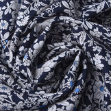 100% Viskose Sylvie Kleine Blumen Marineblau