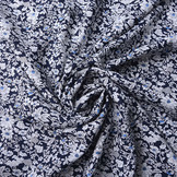 100% Viskose Sylvie Kleine Blumen Marineblau