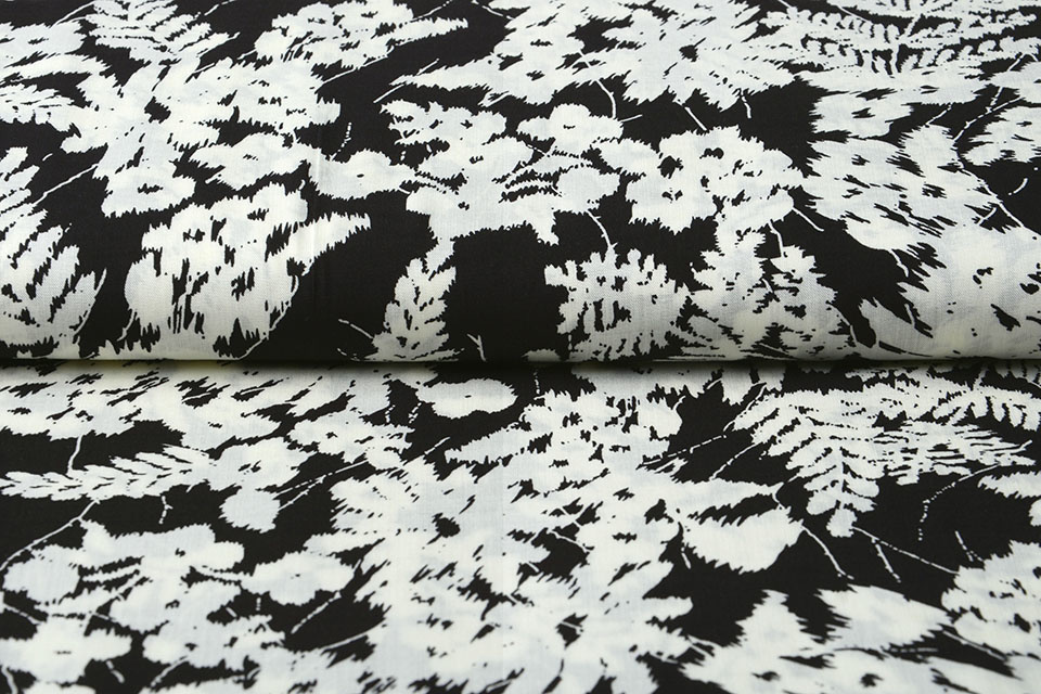 100% Viscose Elvira Black White