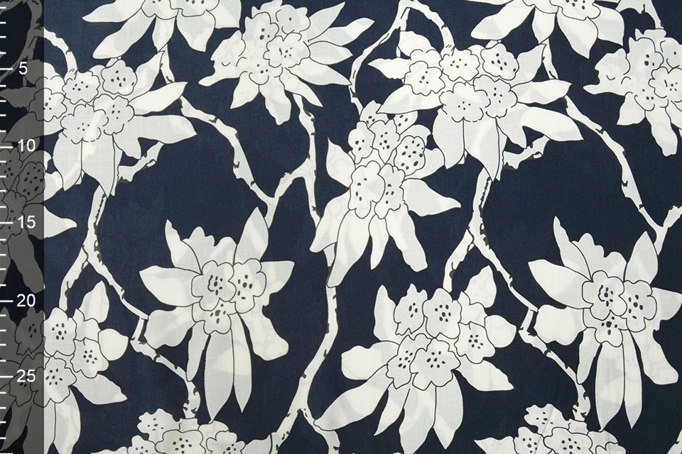 100% Viscose Laurie Marine Blauw - Wit