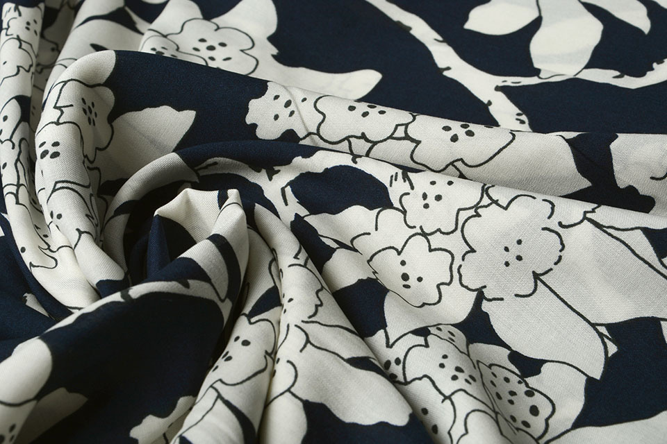 100% Viscose Laurie Marine Blauw - Wit