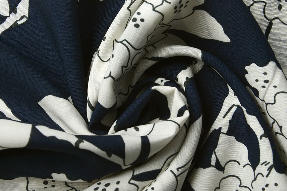 100% Viscose Laurie Marine Blauw - Wit