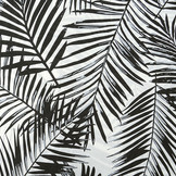 100% Viscose Kira Palm Leaves White - Black