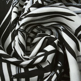 100% Viscose Kira Palmbladeren Wit - Zwart