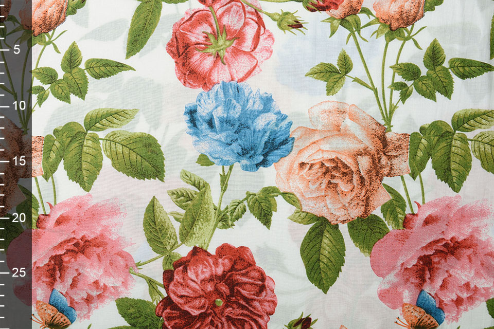 100% Viscose Sophia Vlinder op Rozen Wit