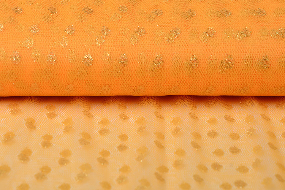 Fine Tule Glitter Dots Apricot