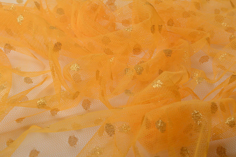 Fine Tule Glitter Dots Apricot