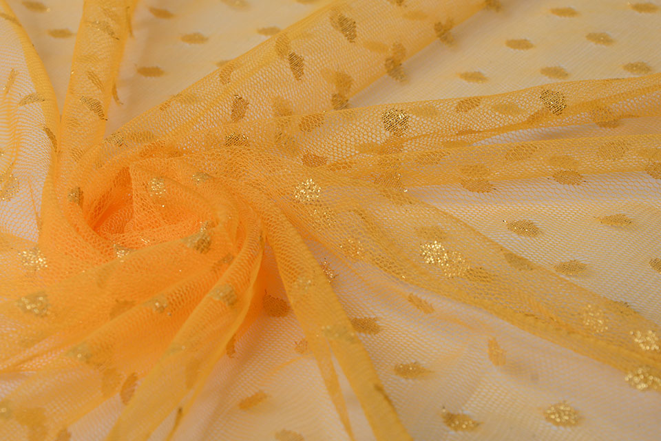 Fine Tule Glitter Dots Apricot