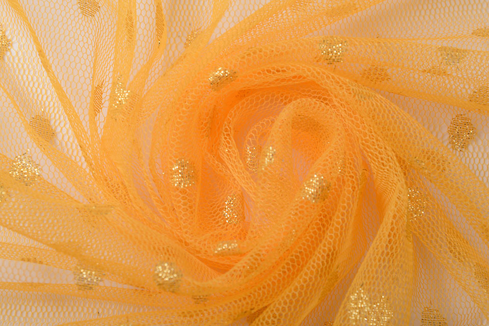 Fine Tule Glitter Dots Apricot