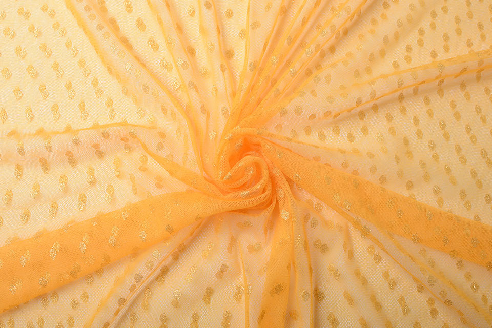 Fine Tule Glitter Dots Apricot