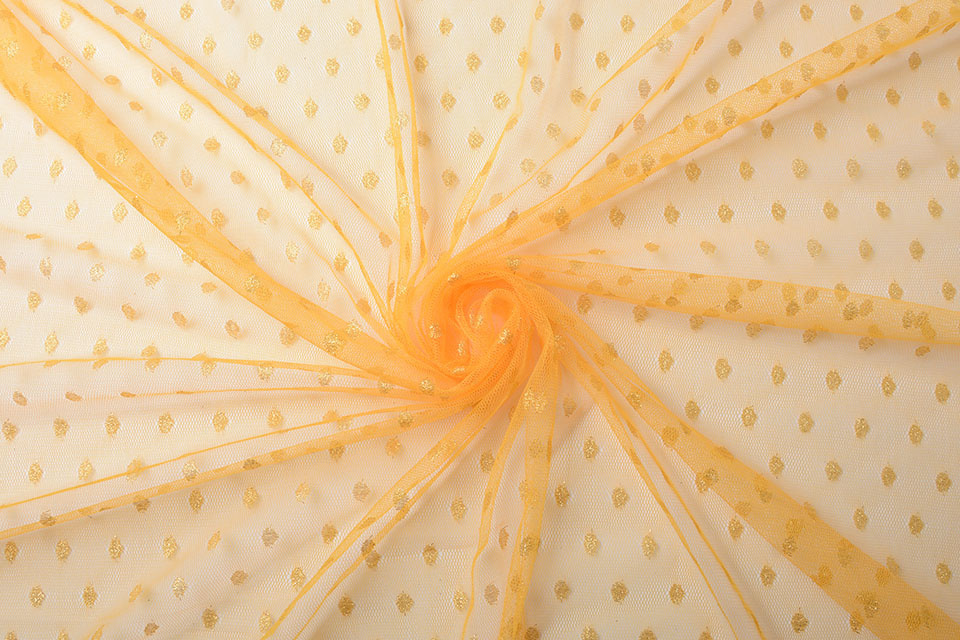 Fine Tule Glitter Dots Apricot