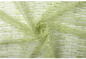 Netz Bestickt Pailletten Zick-Zack Hell Limettengrün