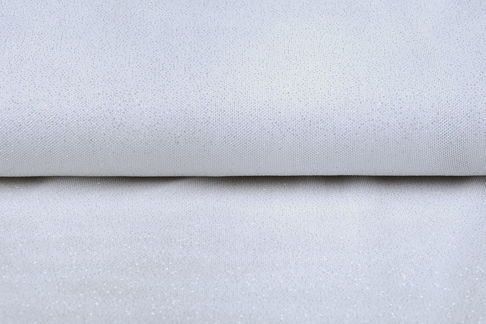 Stretch Bruids Tule Glitter Wit