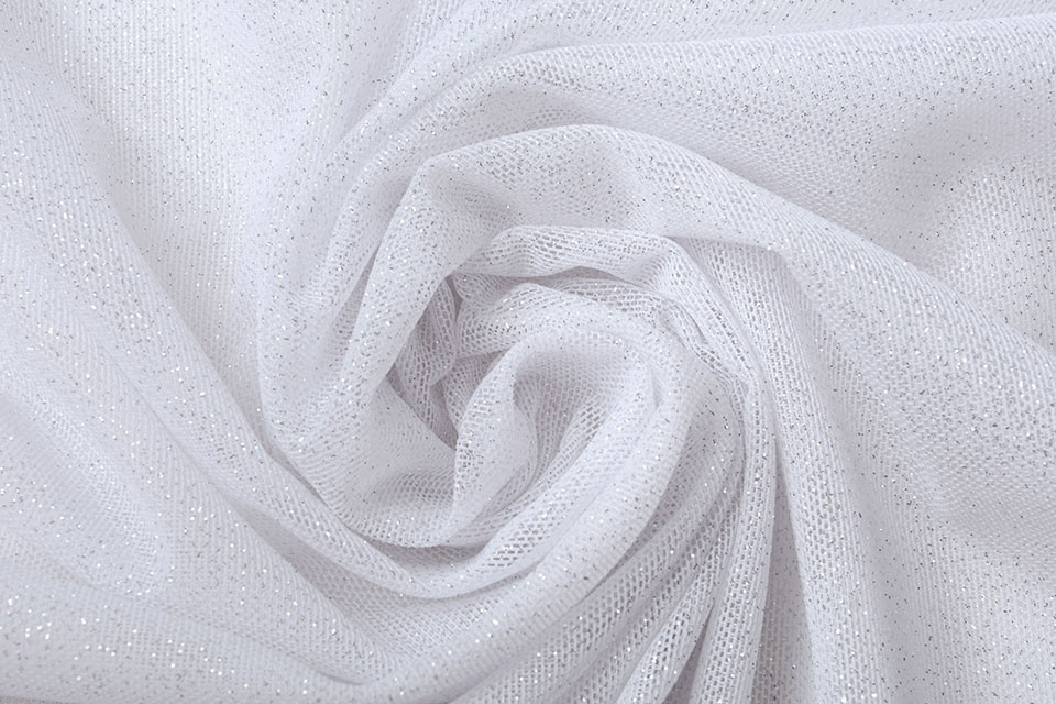 Stretch Wedding Tule Glitter White