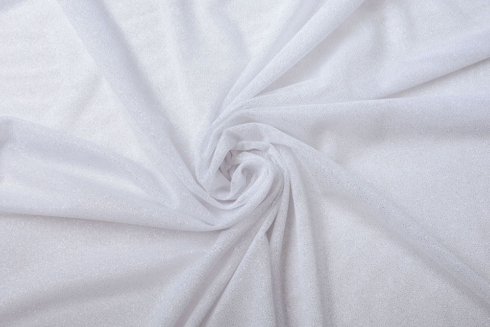 Stretch Brauttüll Glitzer Weiß