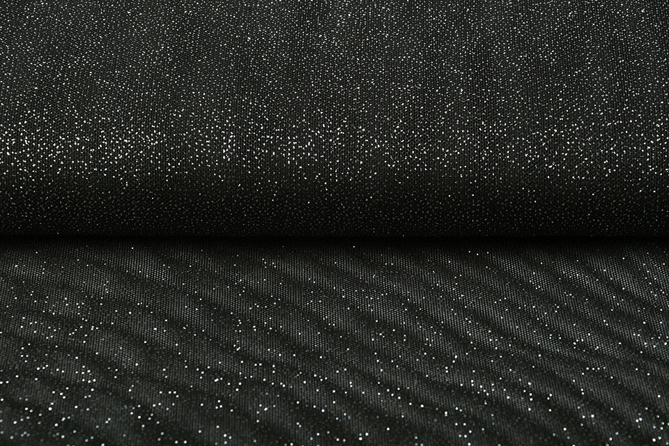 Stretch Wedding Tule Glitter Black