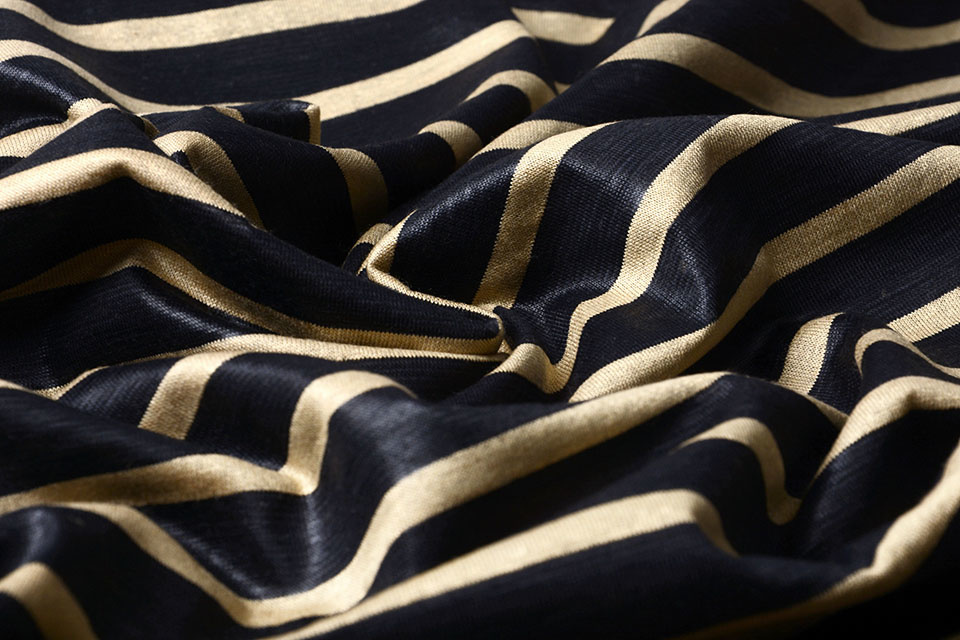Cotton Blend Stripes Black Sand