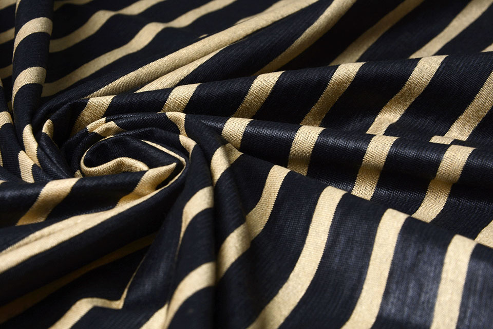 Cotton Blend Stripes Black Sand