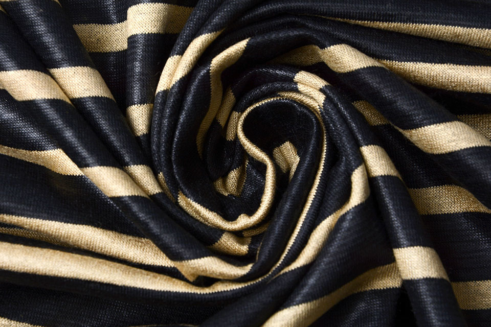 Cotton Blend Stripes Black Sand