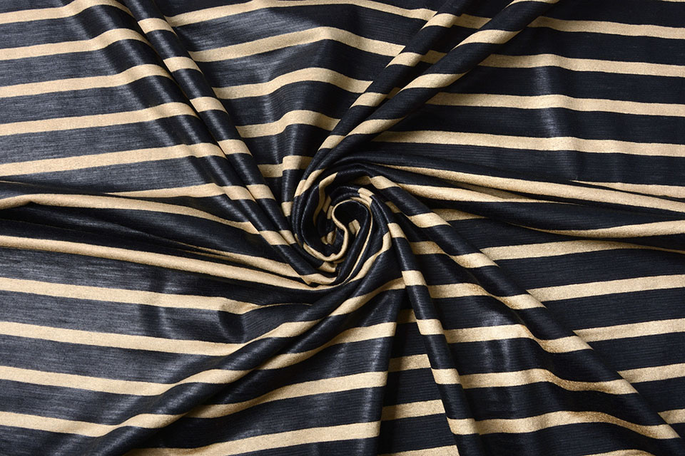 Cotton Blend Stripes Black Sand