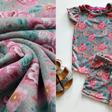 Nicki Samt Blumen Grau