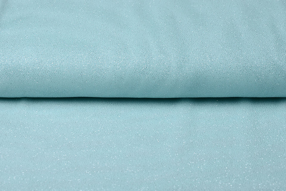Stretch Wedding Tule Glitter Baby Blue