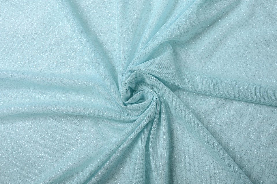 Stretch Wedding Tule Glitter Baby Blue