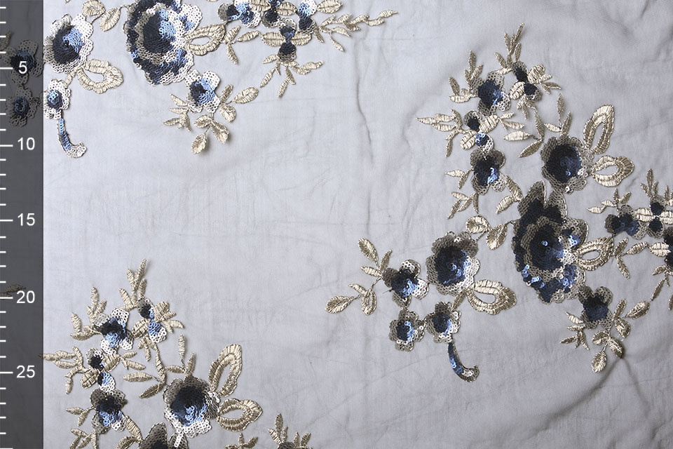 Netz Bestickt Pailletten Lara Blau
